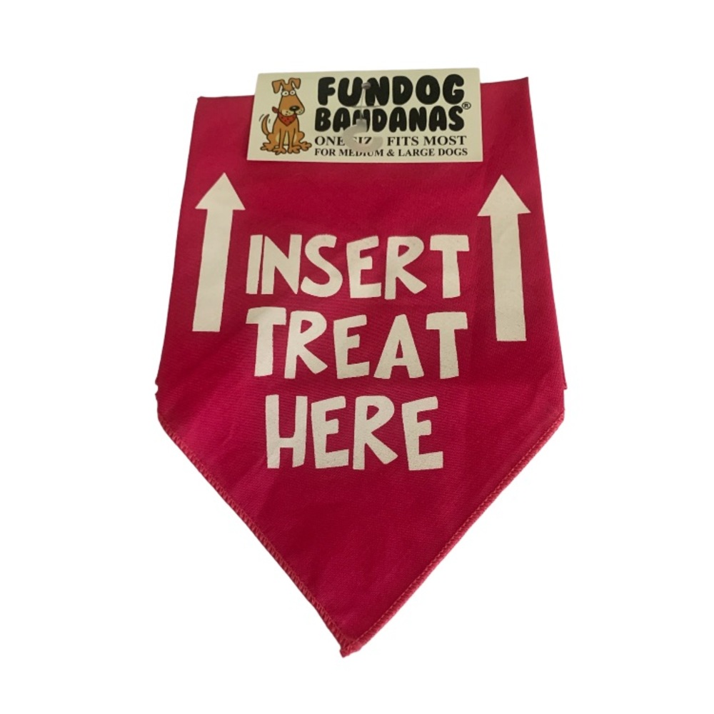 NWT Pet Dog Fun Dog Bandana “INSERT TREAT HERE” Size Medium/Large.